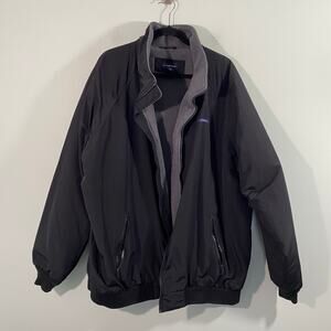 Lands' End Men Black Fleece Lined Full Zip Nylon Jacket Size XXL/T